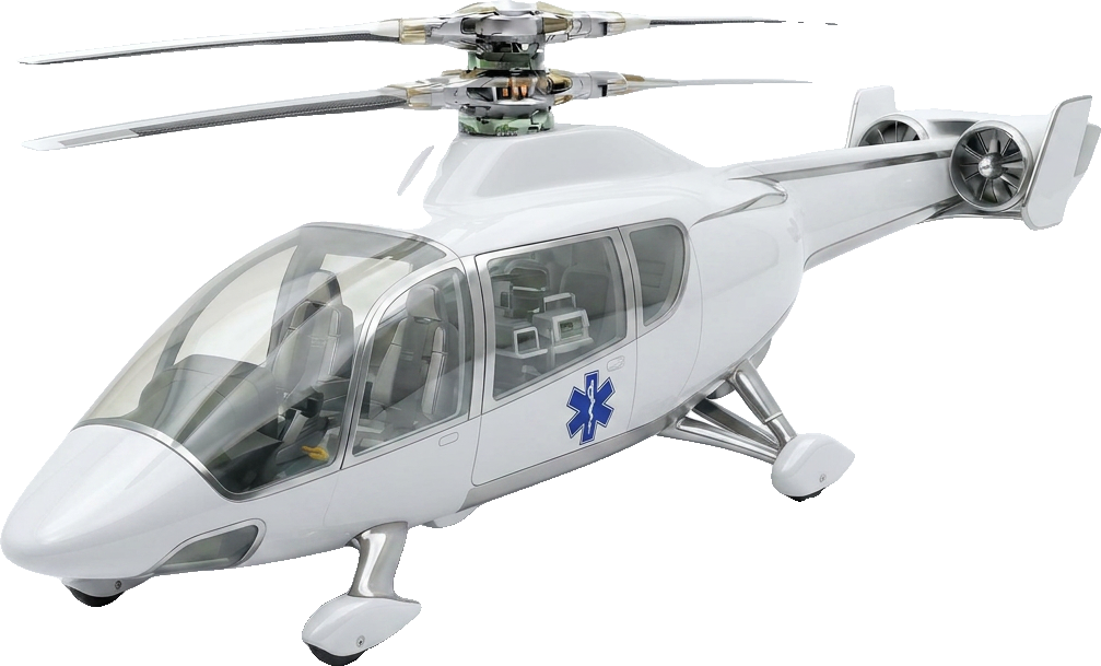 Avectra 101 hybrid gyroplane-helicopter air ambulance aircraft